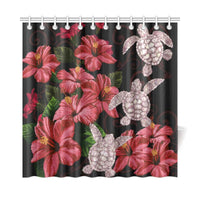 Hawaii Red Hibiscus Turtle Shower Curtain - AH - Ray Style - Polynesian Pride