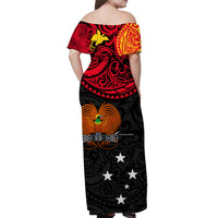 Papua New Guinea Off Shoulder Long Dress Polynesia Style Flag LT13 - Polynesian Pride