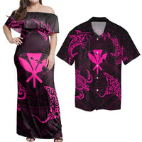 Matching Couple Hawaiian Outfits Dress and Hawaiian Shirt Polynesian Turtle Hammerhead Shark Ray Kanaka Hawaii Circle Pink RLT14 No Dress - Polynesian Pride
