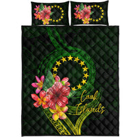 Cook Islands Polynesian Quilt Bed Set - Floral With Seal Flag Color - Polynesian Pride