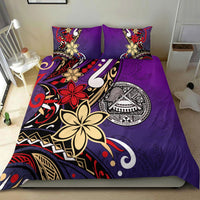 American Samoa Bedding Set - Tribal Flower With Special Turtles Purple Color - Polynesian Pride