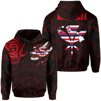 Hawaiian Kanaka Hoodie Heart Tattoo Red Unisex Red - Polynesian Pride