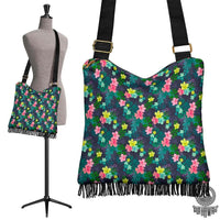 Hawaii Tropical Hibiscus Crossbody Boho Handbag Crossbody Boho Handbag One Size Green - Polynesian Pride