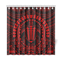 Hawaiian Kakau Honu Arc Red Polynesian Shower Curtain - Polynesian Pride