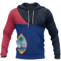 Guam Pullover Hoodie Guam Flag Polynesian Tattoo A0 Unisex Blue - Polynesian Pride