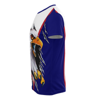 American Samoa T Shirt Eagle Scratch Style Blue - Polynesian Pride