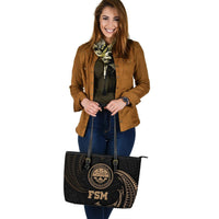 Federated States Of Micronesia Leather Tote Bag - Gold Tribal Wave - Polynesian Pride