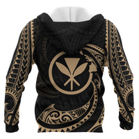 Hawaii Polynesian All Over Custom Hoodie Gold Tribal Wave - Polynesian Pride