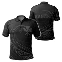 Kanaka Polo Shirt Frida Style Gray Unisex Black - Polynesian Pride