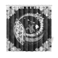 Hawaii Hibiscus Map Hidden Polynesian Gray Turtle Shower Curtain - Polynesian Pride