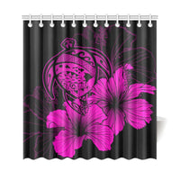 Hawaii Hibiscus Shower Curtain - Turtle Map - Pink - Polynesian Pride