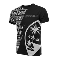 Guam All Over T Shirt Guam Coat of Arms Chamorro Pattern Black Style Unisex Black - Polynesian Pride