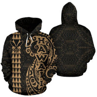 Hawaii Tattoo Hoodie Gold Unisex Gold - Polynesian Pride
