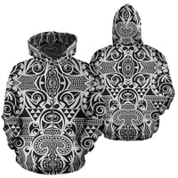 Polynesian Zip up Hoodie Tribal 18 Unisex White - Polynesian Pride
