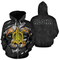 Honu Polynesian Gray Hawaii Turtle Hoodie (Zip) Unisex Gray - Polynesian Pride