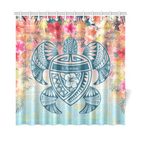 Hawaii Turtle Ohana Stary Night Hibiscus Shower Curtain - Polynesian Pride
