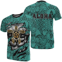 Hibiscus Polynesian Turquoise Hawaii Turtle T Shirt Unisex Turquoise - Polynesian Pride