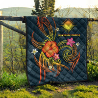 Marshall Islands Polynesian Premium Quilt - Legend of Marshall Islands (Blue) - Polynesian Pride