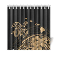 Hawaii Map Plumeria Polynesian Gold Turtle Shower Curtain 177 x 172 (cm) Gold - Polynesian Pride