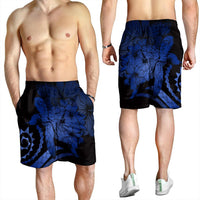 Hawaiian - Hawaii Turtle Hibiscus Polynesian Vintage Men's Shorts - Blue - AH - Polynesian Pride