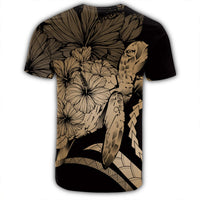 Hawaiian Hawaii Turtle Hibiscus Polynesian Vintage T Shirt Gold - Polynesian Pride