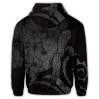 Hawaiian Hawaii Turtle Hibiscus Polynesian Vintage Zip Hoodie Gray - Polynesian Pride