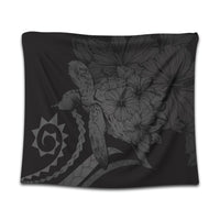 Hawaiian - Hawaii Turtle Hibiscus Polynesian Vintage Tapestry - Gray - AH Wall Tapestry Black - Polynesian Pride