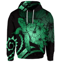 Custom Hawaiian Hawaii Turtle Hibiscus Polynesian Vintage Hoodie Green - Polynesian Pride