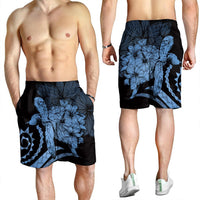 Hawaiian - Hawaii Turtle Hibiscus Polynesian Vintage Men's Shorts - Pastel Blue - AH - Polynesian Pride