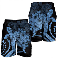Hawaiian - Hawaii Turtle Hibiscus Polynesian Vintage Men's Shorts - Pastel Blue - AH - Polynesian Pride