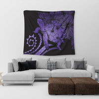 Hawaiian - Hawaii Turtle Hibiscus Polynesian Vintage Tapestry - Purple - AH - Polynesian Pride