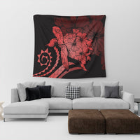 Hawaiian - Hawaii Turtle Hibiscus Polynesian Vintage Tapestry - Red - AH - Polynesian Pride