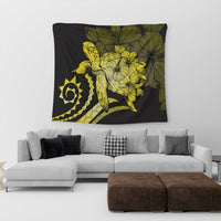 Hawaiian - Hawaii Turtle Hibiscus Polynesian Vintage Tapestry - Yellow - AH - Polynesian Pride