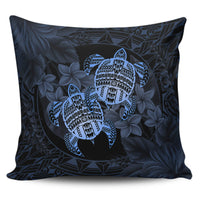 hawaiiPillow Case - Turtle Strong Pattern Hibiscus Plumeria Blue AH One Style Zippered Pillow Case 18"x18"(Twin Sides) Blue - Polynesian Pride