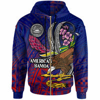 American Samoa Hoodie Custom Seal With National Flowers Polynesian Patterns LT10 - Polynesian Pride