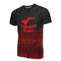 American Samoa Polynesian T Shirt Red Black Pride Map and Seal Unisex Red - Polynesian Pride