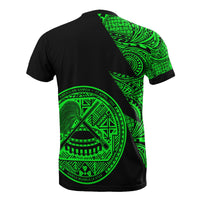 American Samoa Custom T Shirt Polynesian Pattern Green Style - Polynesian Pride