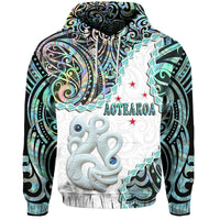 Custom New Zealand Maori Hoodie Aotearoa Manaia Basic Paua Shell LT9 Pullover Hoodie White - Polynesian Pride