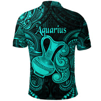 Aquarius Zodiac Polynesian Polo Shirt Unique Style Turquoise LT8 - Polynesian Pride