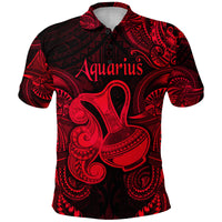 Aquarius Zodiac Polynesian Polo Shirt Unique Style Red LT8 - Polynesian Pride