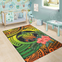 Polynesian Turtle Area Rug Circle Turtle Hibiscus Reggae LT9 - Polynesian Pride