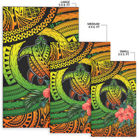 Polynesian Turtle Area Rug Circle Turtle Hibiscus Reggae LT9 - Polynesian Pride