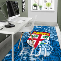 Fiji Area Rug Tapa Patterns Blue Style LT6 - Polynesian Pride