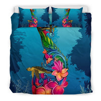 Fiji Duvet Cover Set - Under Water With Turtle Hibiscus - Polynesian Pride