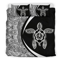 Hawaiian Hibiscus Turtle Polynesian Bedding Set- Circle Style White -AH - Polynesian Pride