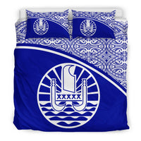 Tahiti Duvet Cover Set - Blue Curve Style Blue - Polynesian Pride