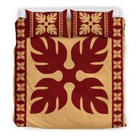 Hawaiian Quilt Pattern Palm Tree Monstera Basic Polynesian Bedding Set - Polynesian Pride