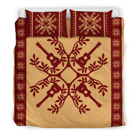 Hawaiian Quilt Pattern Guitar Symmetry Polynesian Bedding Set - Polynesian Pride