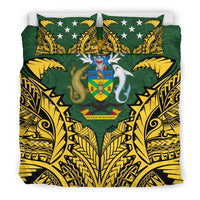 Solomon Islands Duvet Cover Set - Solomon Islands Coat Of Arms Premium Green - Polynesian Pride