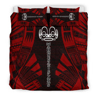 Marquesas Islands Duvet Cover Set - Polynesian Tattoo Red - Polynesian Pride